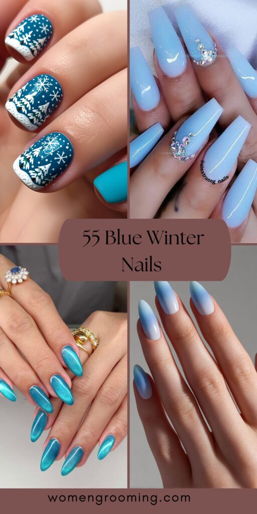 55 blue winter nails