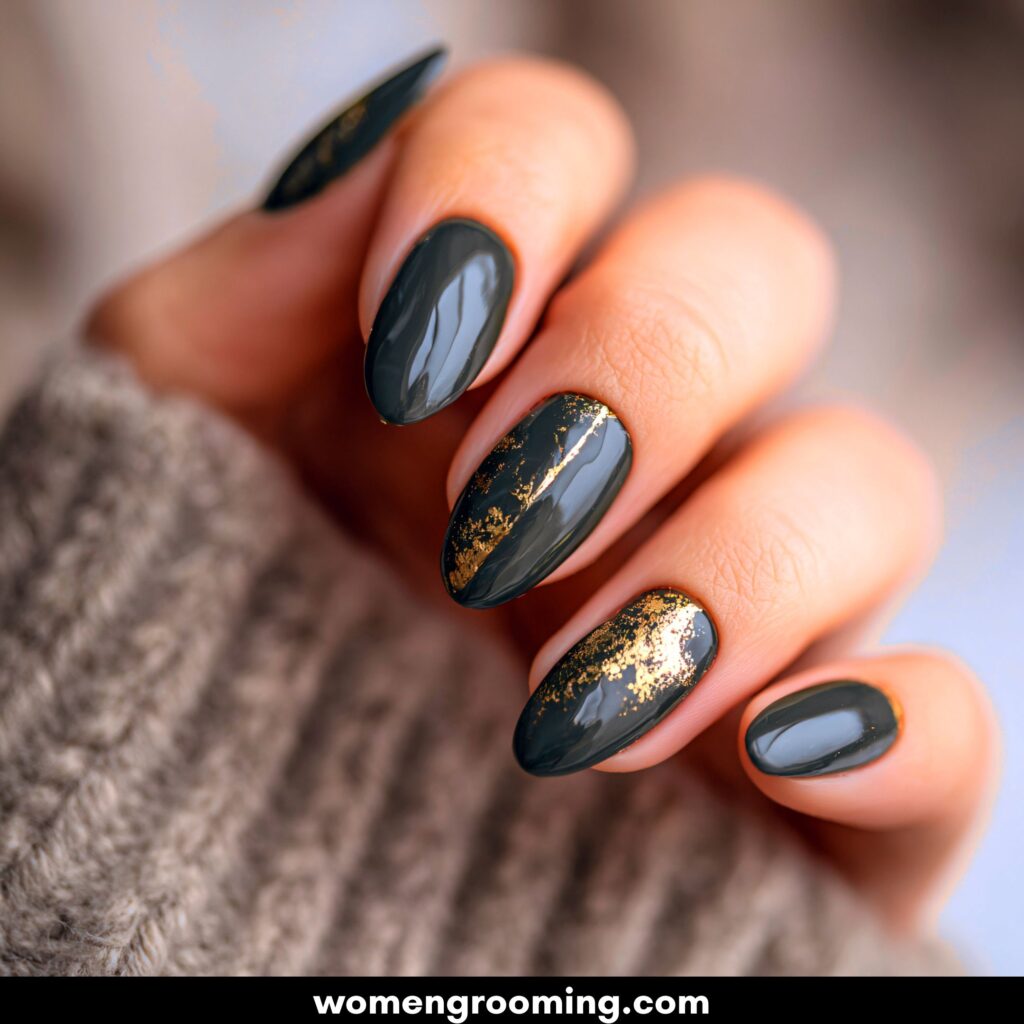 Black & Gold Accent Nails
