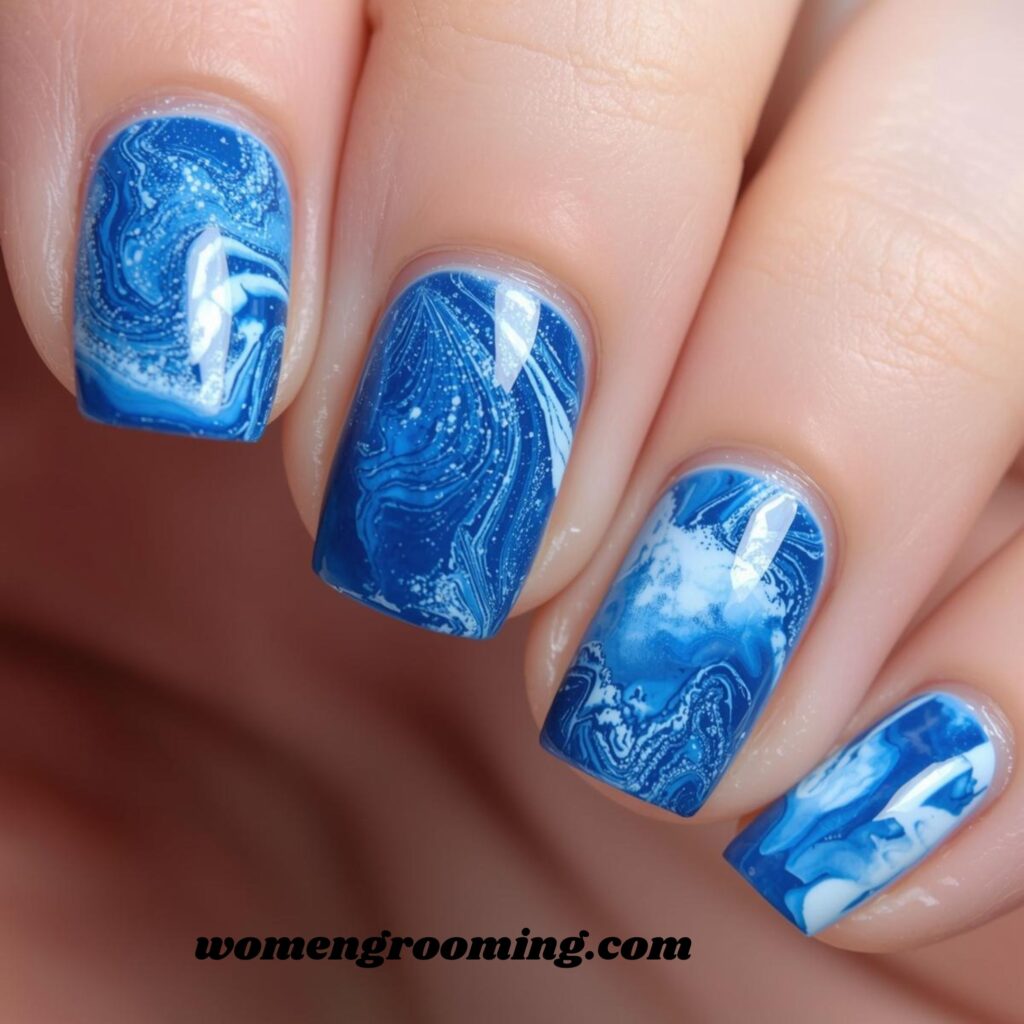 _Blue Marble Nails