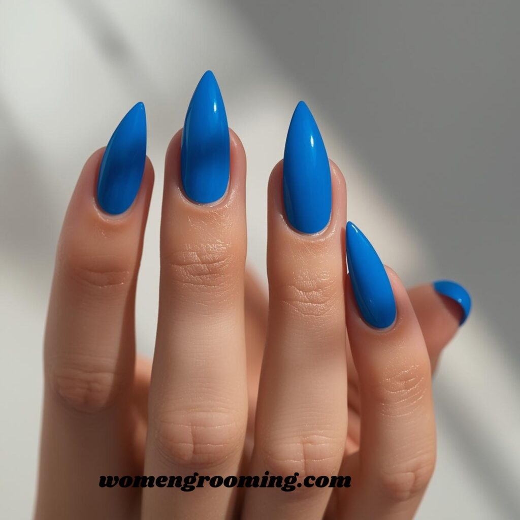 Blue Stiletto Nails