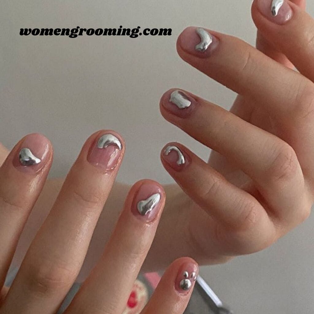 Chrome Accents on Short Nails