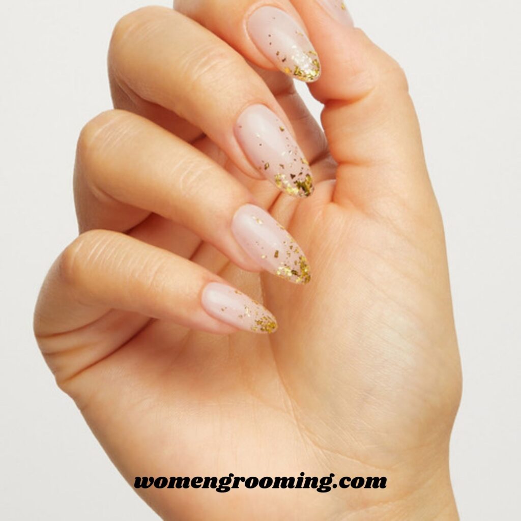 Clear Nails with Gold Flakes