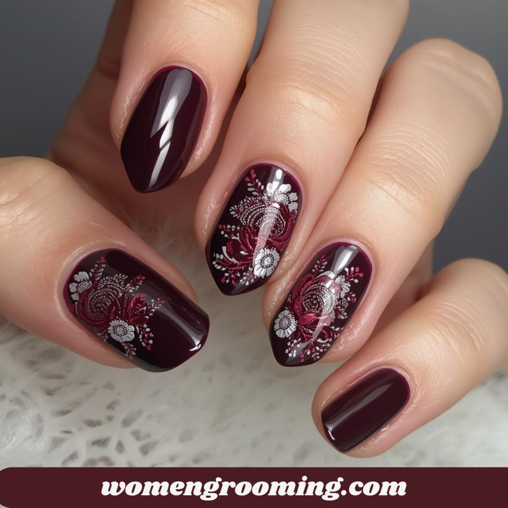 Deep Burgundy Nails