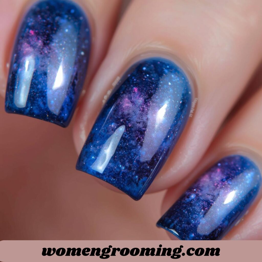Galaxy Blue Nails