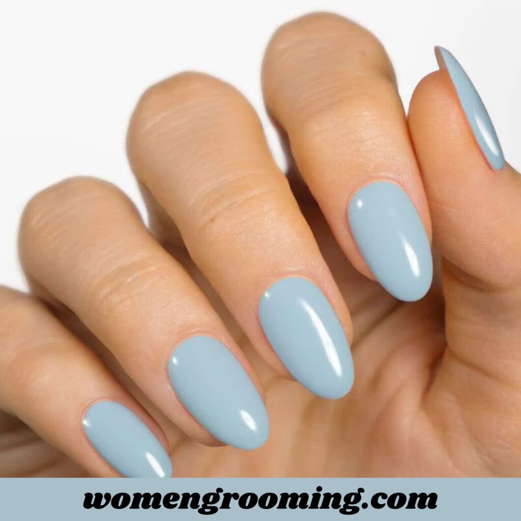 Glossy Baby Blue Nails