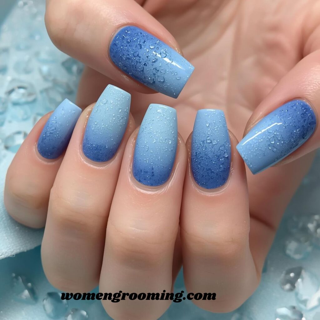 _Ice Blue Ombre Nails