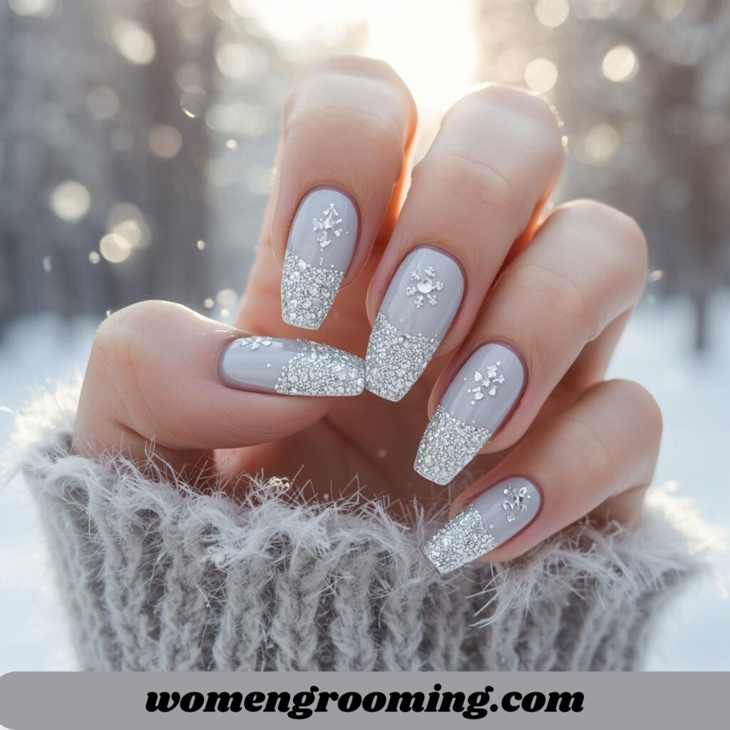 Light Gray Winter Nails