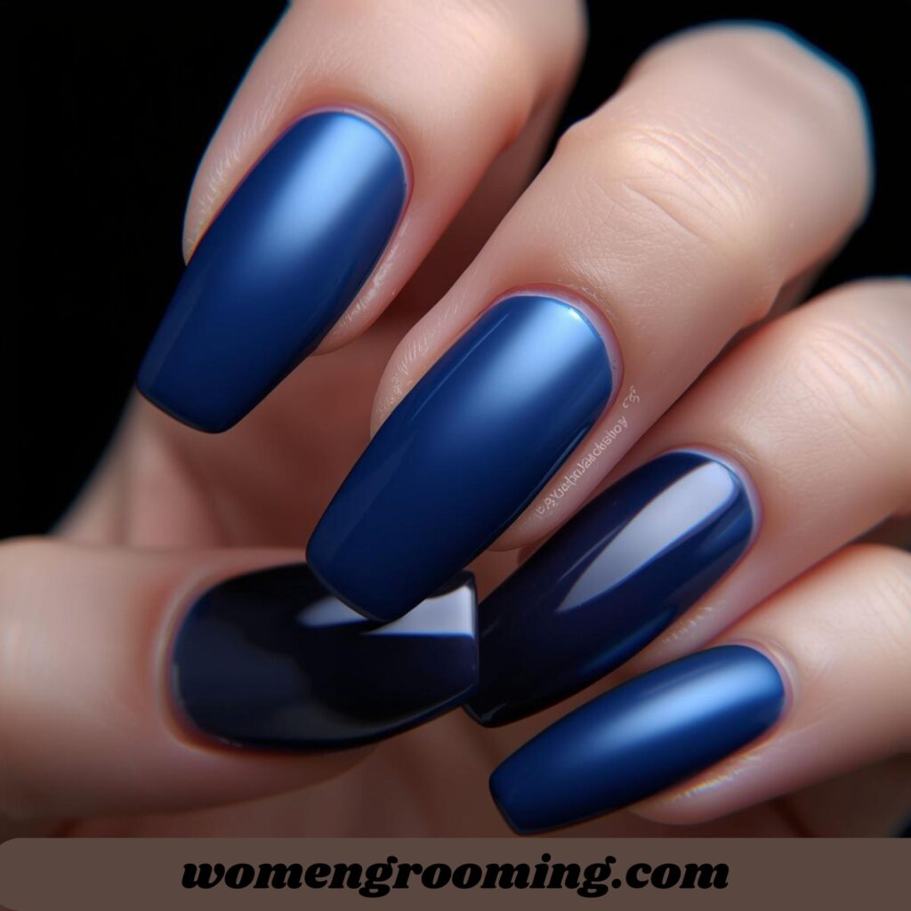 Matte Blue Coffin Nails