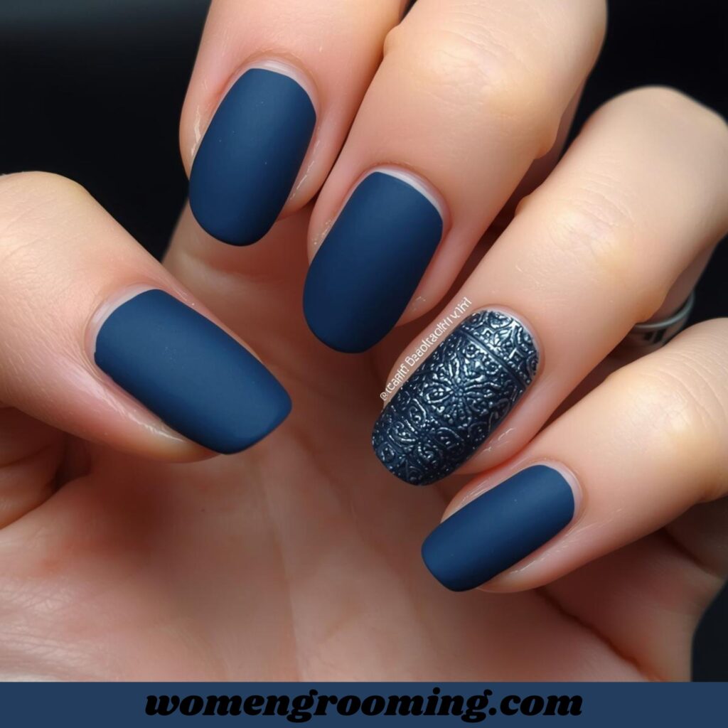 Matte Navy Blue Nails