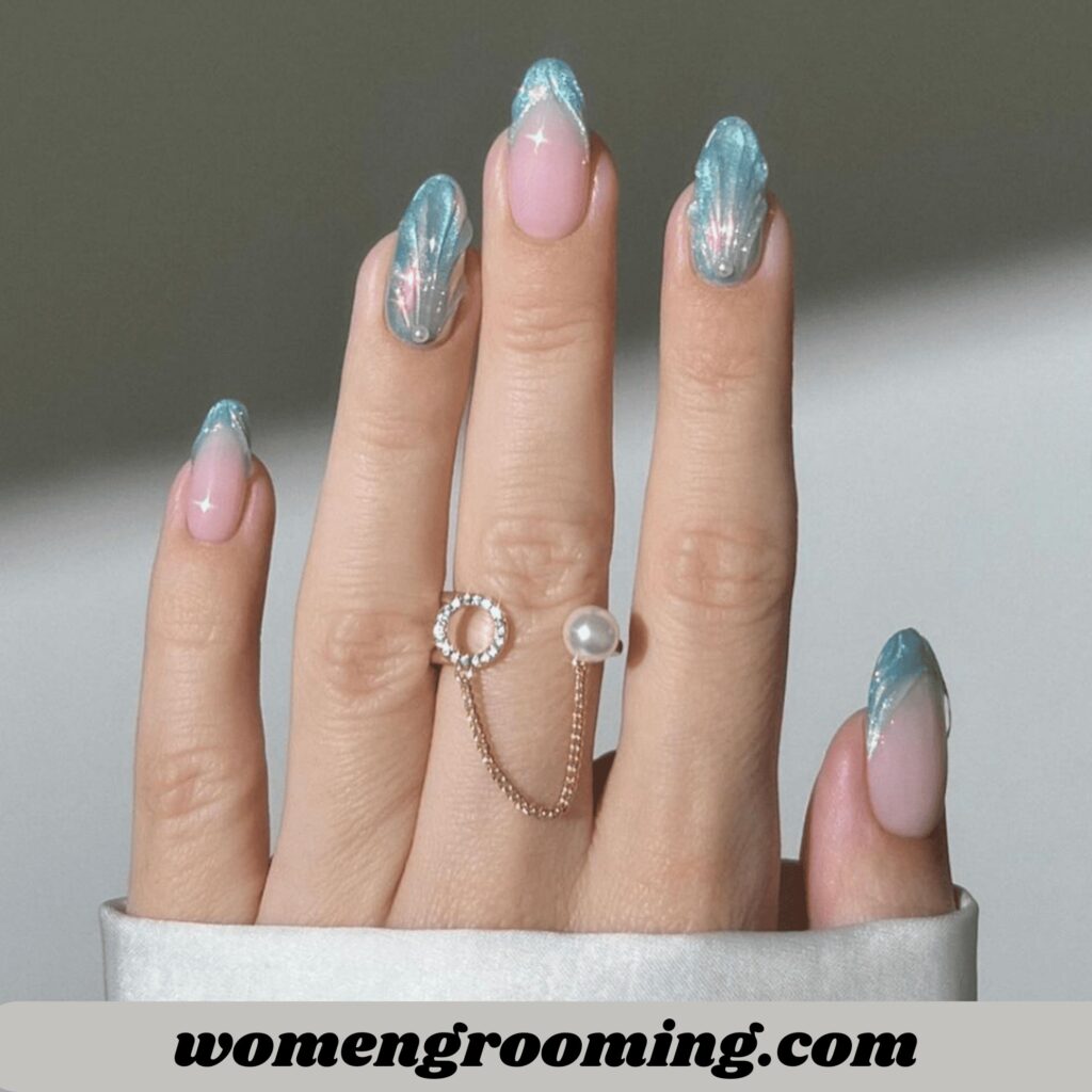 Powder Blue Minimal Nails