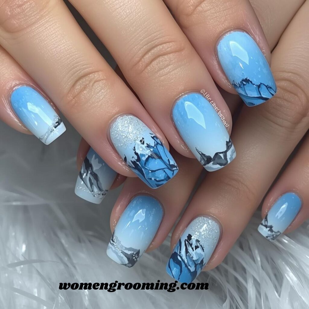 12. Glacier Ombre Nails