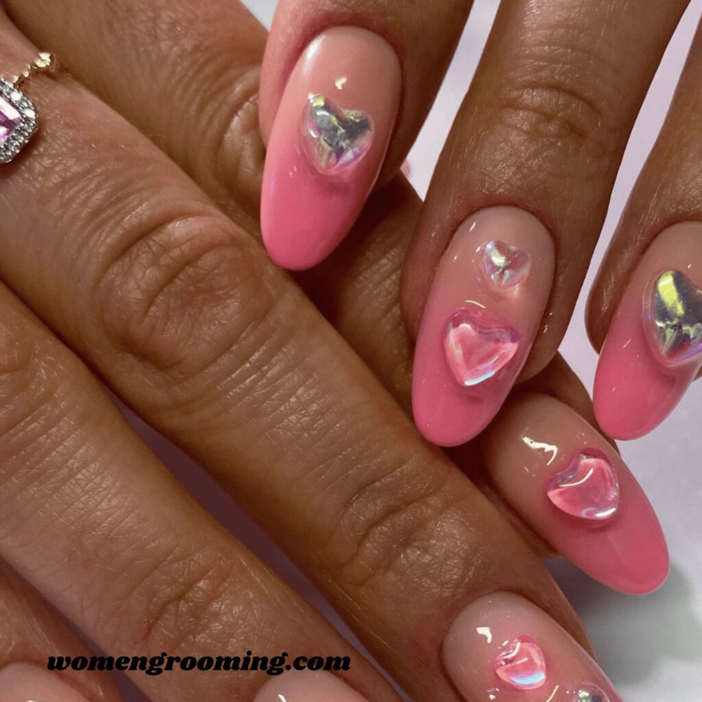 3D Heart Charm Nails (1)