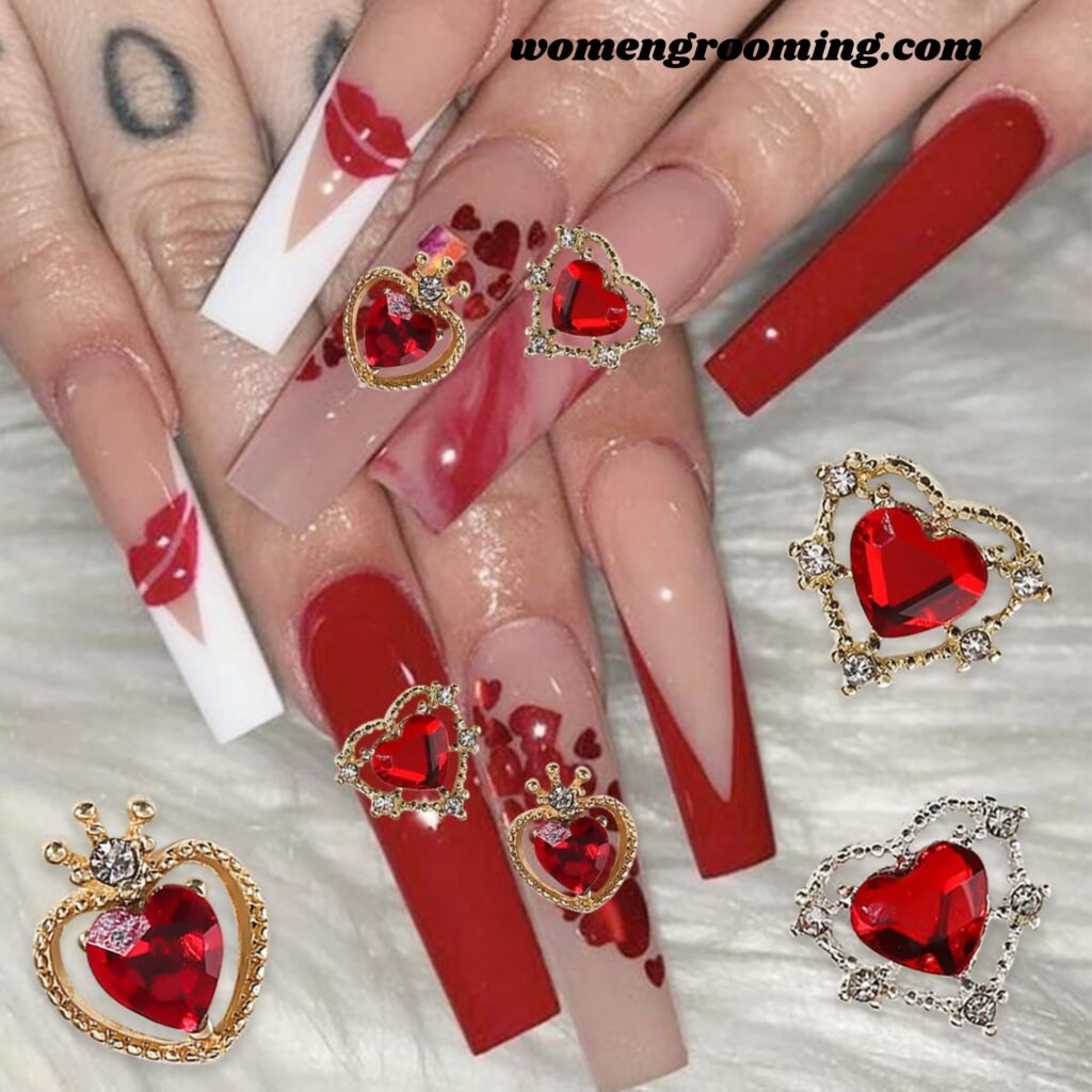 3D Heart Charm Nails