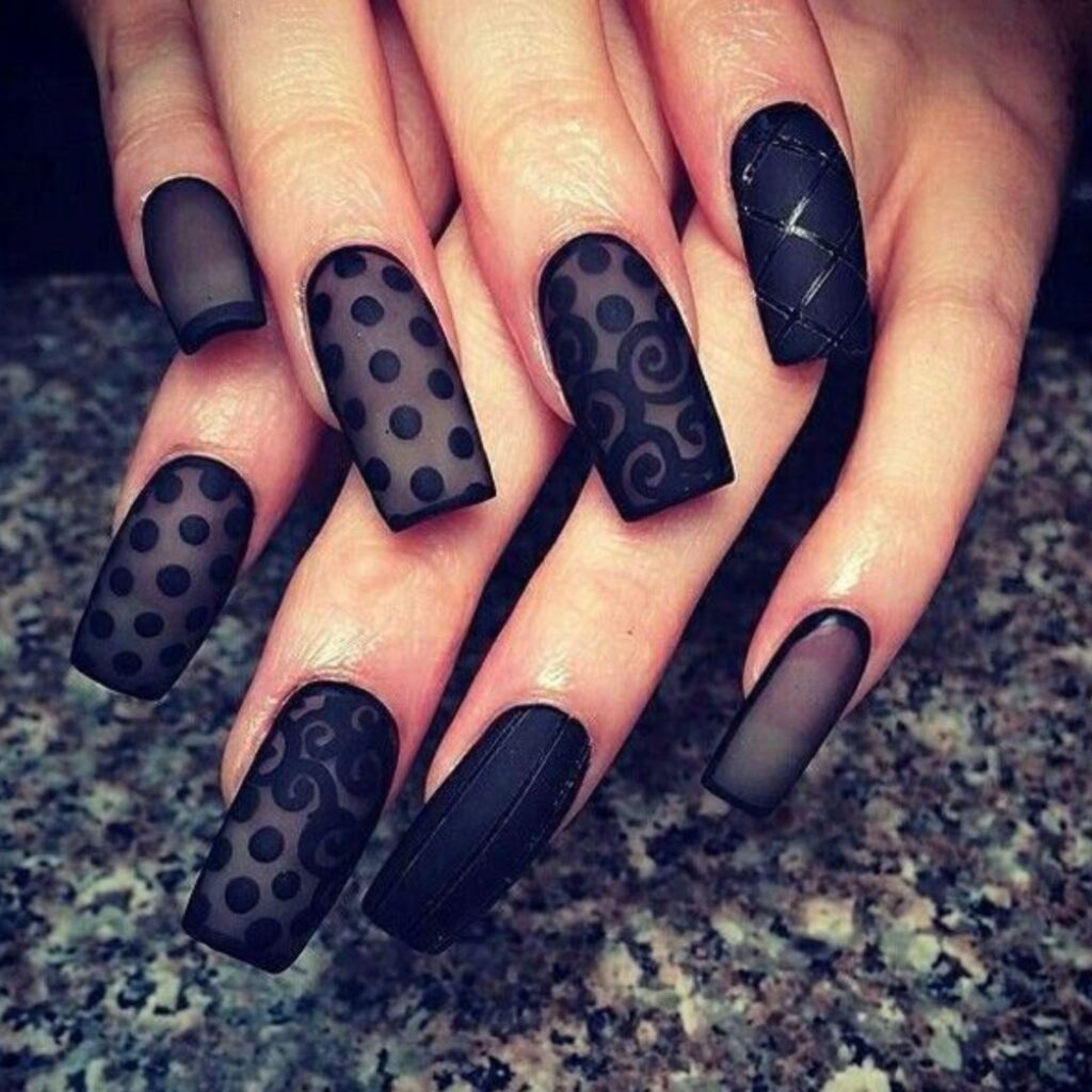 8. Black Lace Nail Art