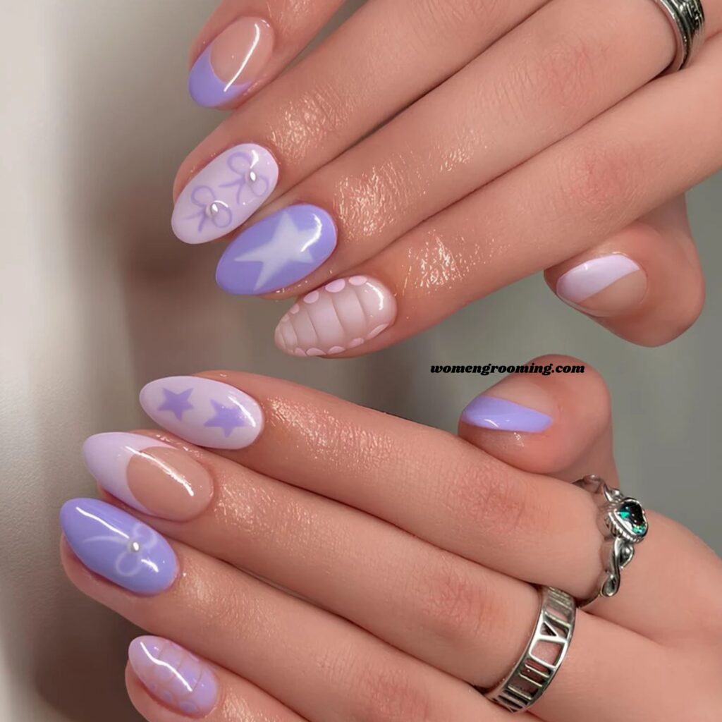 Abstract Purple Nail Art
