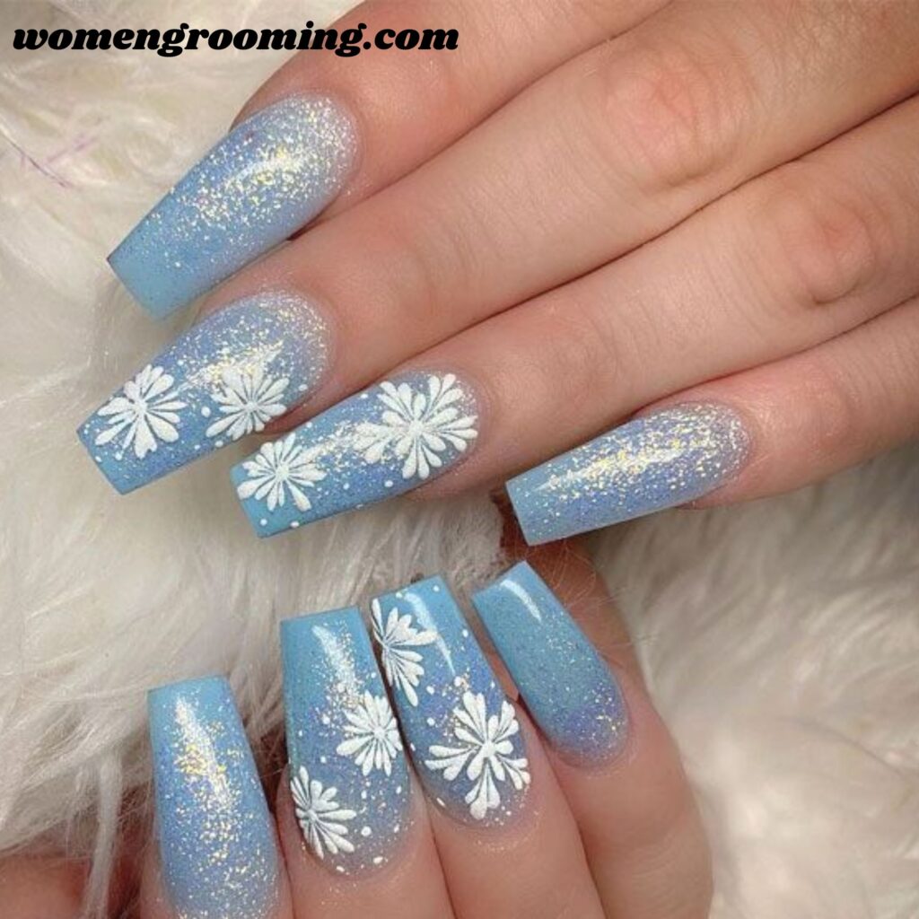 Baby Blue Frost Nails