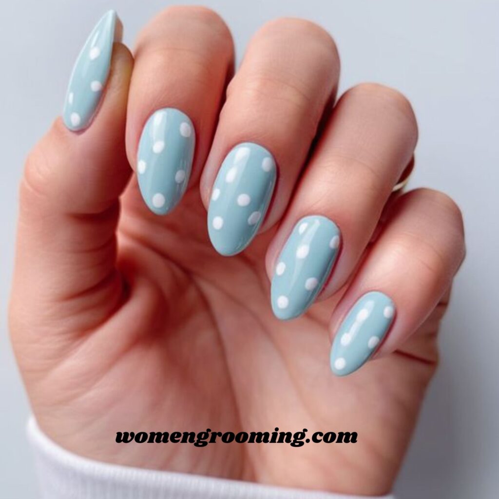 Baby Blue Polka Dot Nails