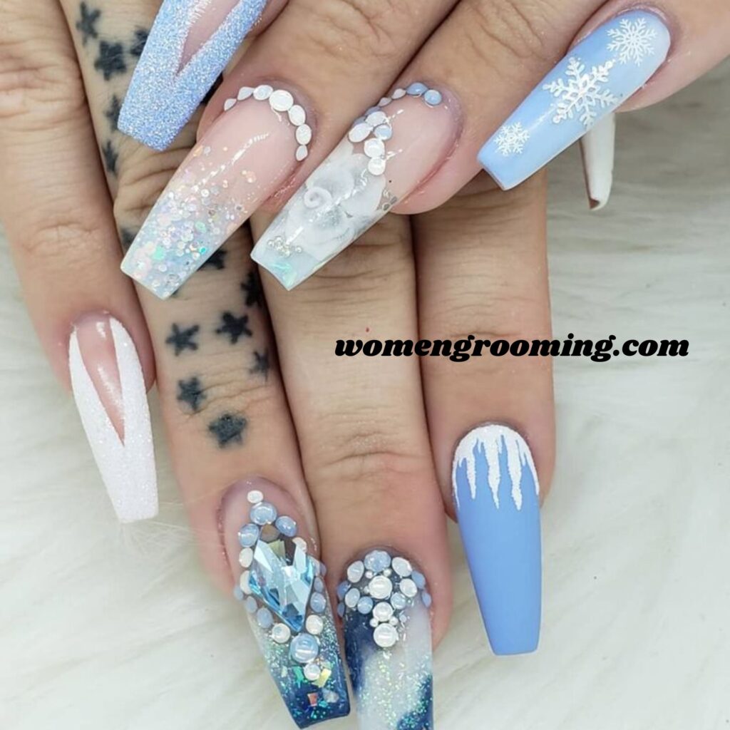 Baby Blue Snow Queen Nails