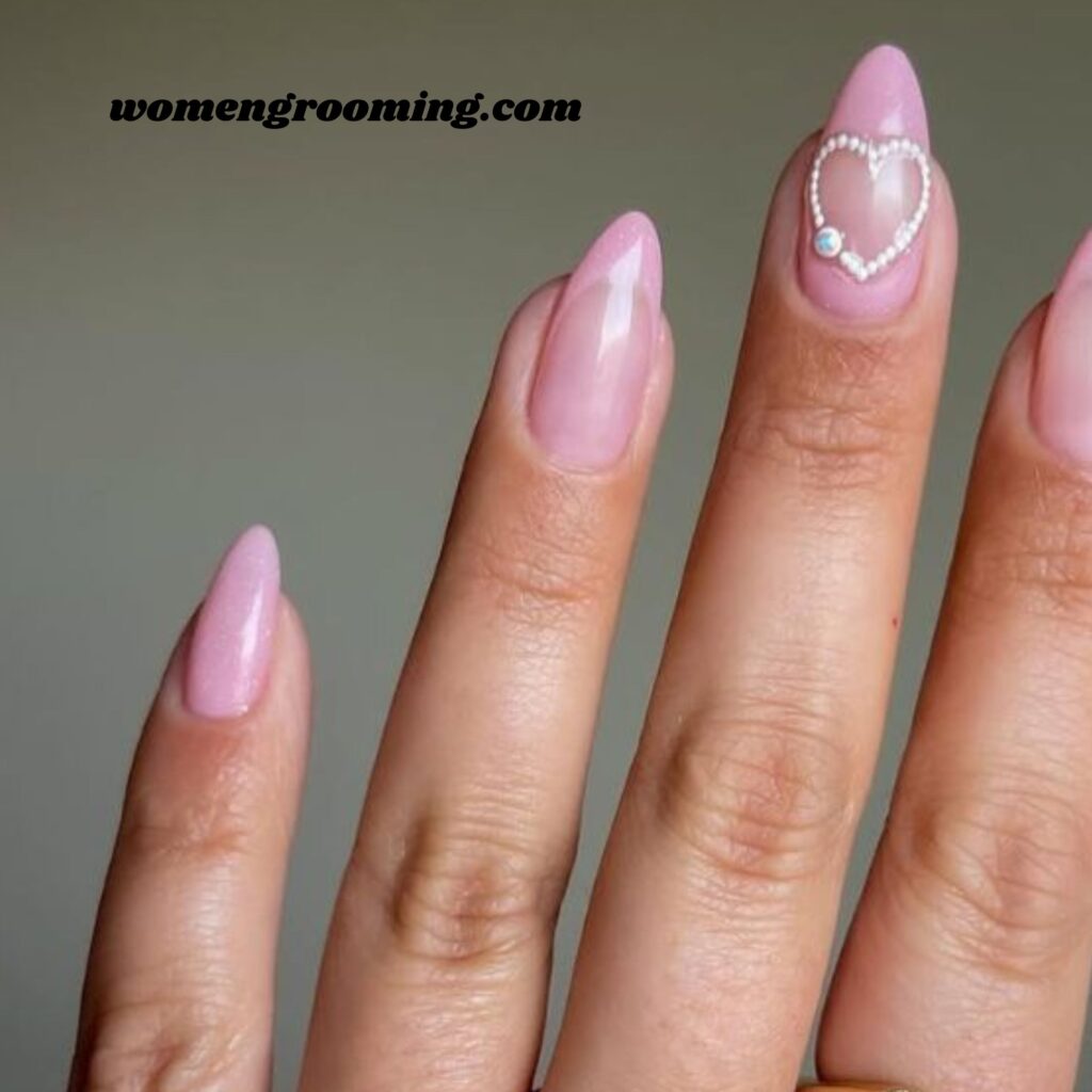Baby Pink Heart Nails