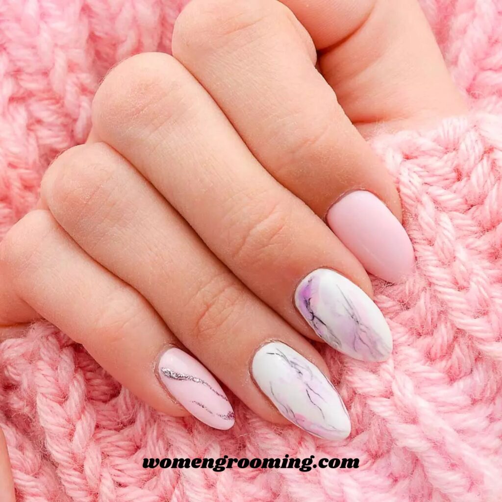 Baby Pink Marble Nails