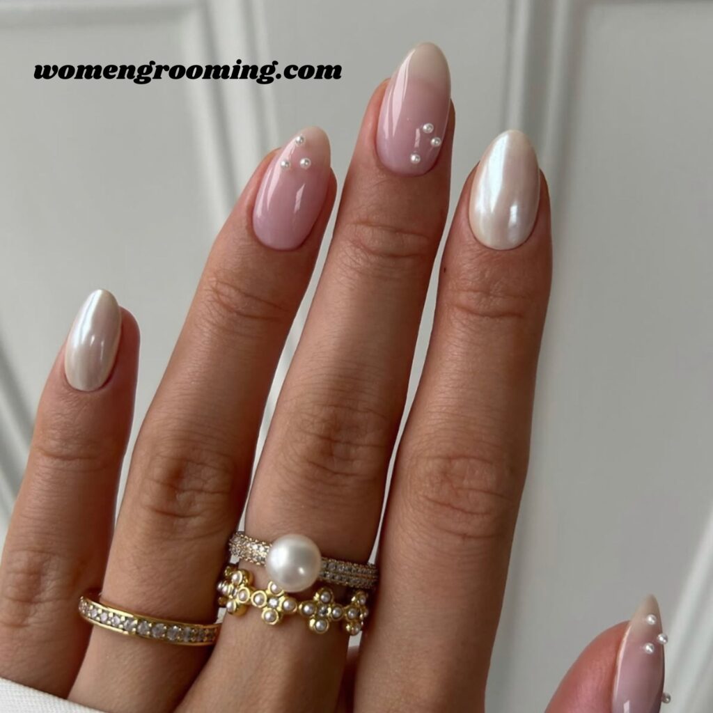 Baby Pink Pearl Nails