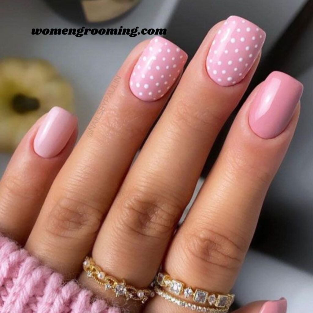 Baby Pink Polka Dot Nails