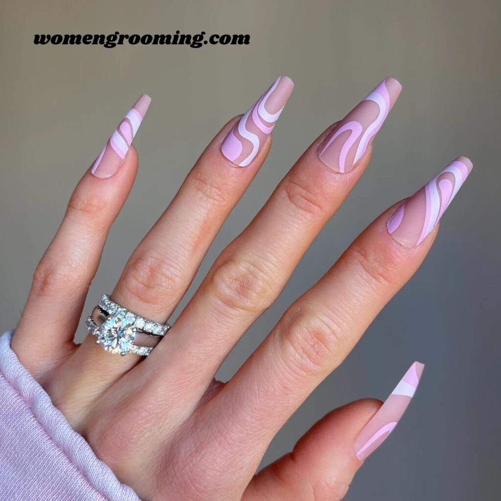 Baby Pink Swirl Nails