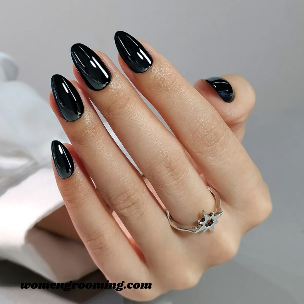 Black Chrome Short Nails