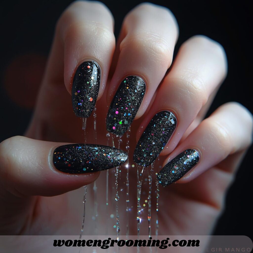Black Glitter Nails