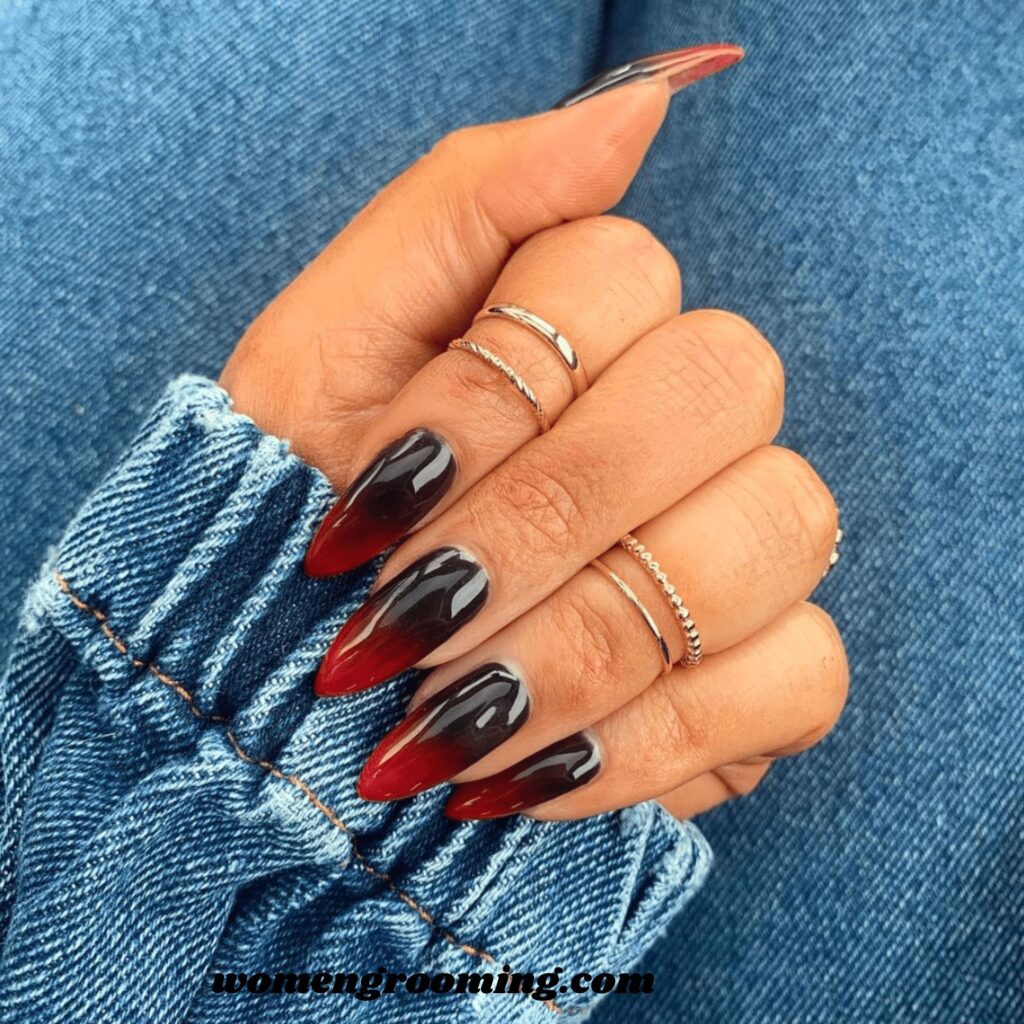 Black and Red Ombre Nails