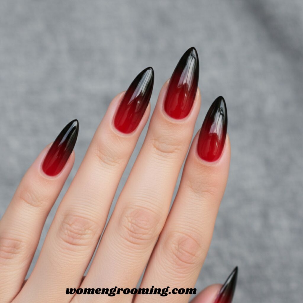 Black and Red Ombre Nails