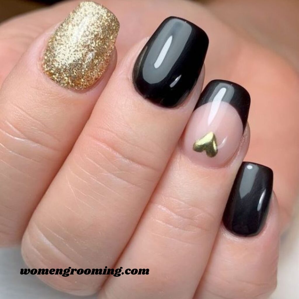 Black with Gold Heart Accents