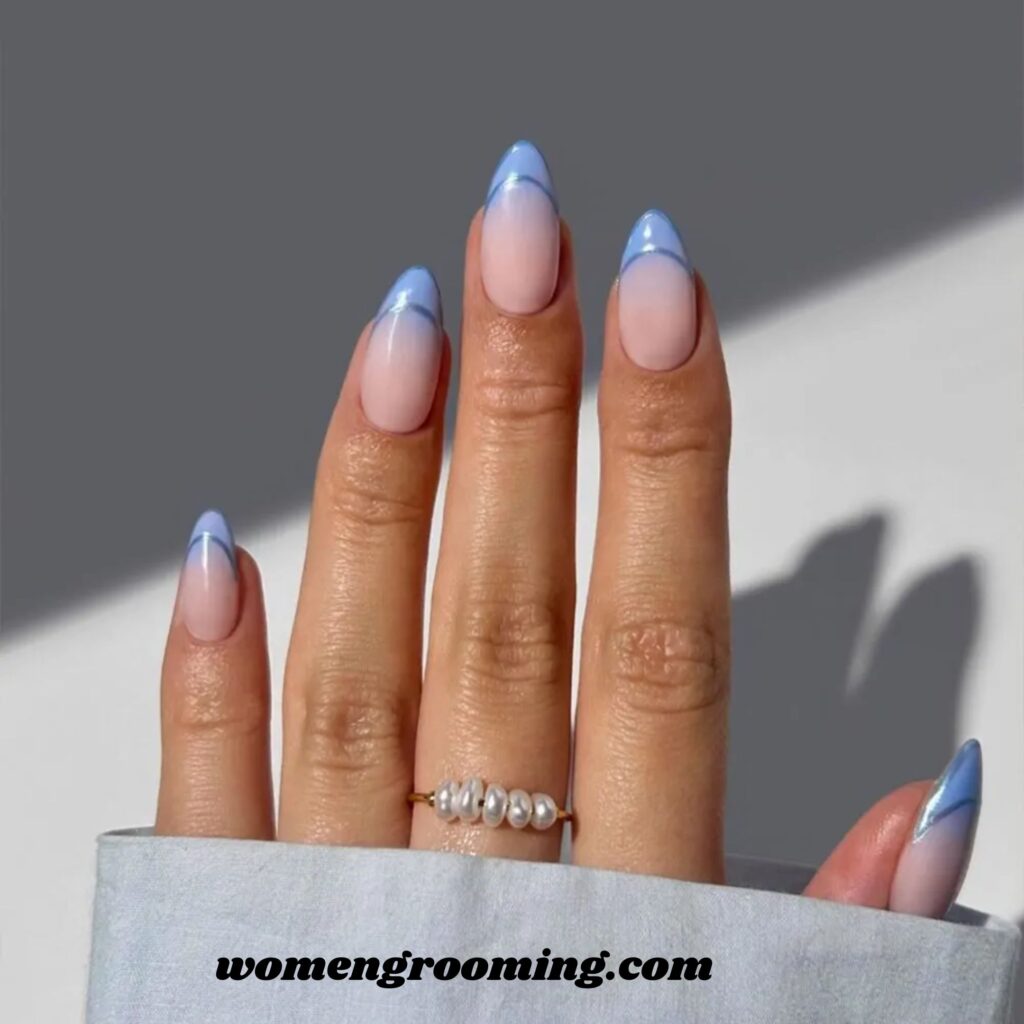 Blue Chrome French Tips