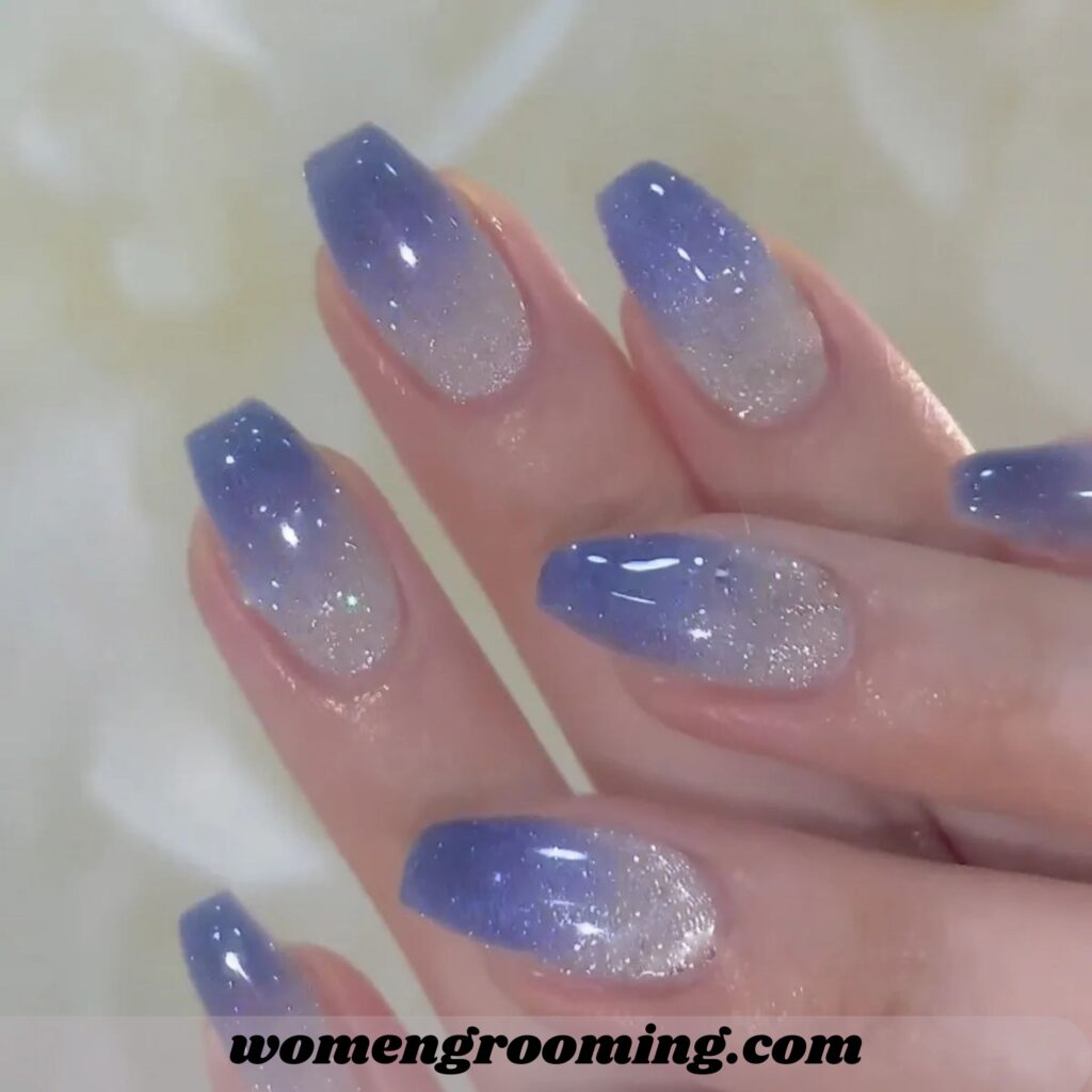 Blue Glitter Ombre Nails