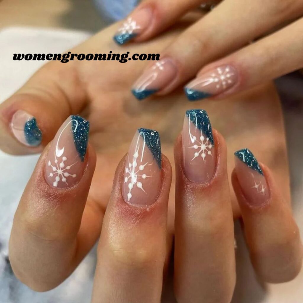 Blue Ombre with Snowflake Art