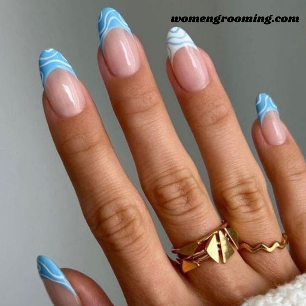 Blue Swirl Ice Nails