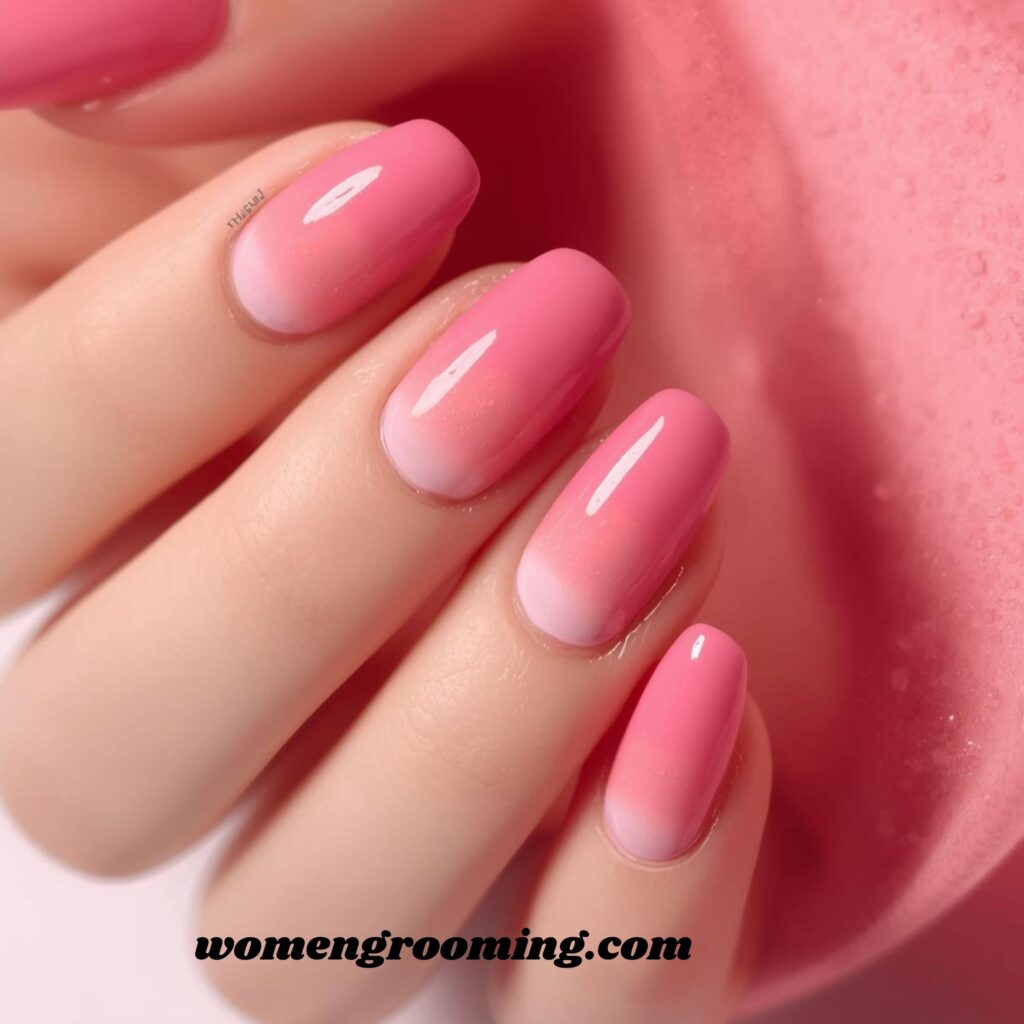 Blurred Pink Ombre Nails
