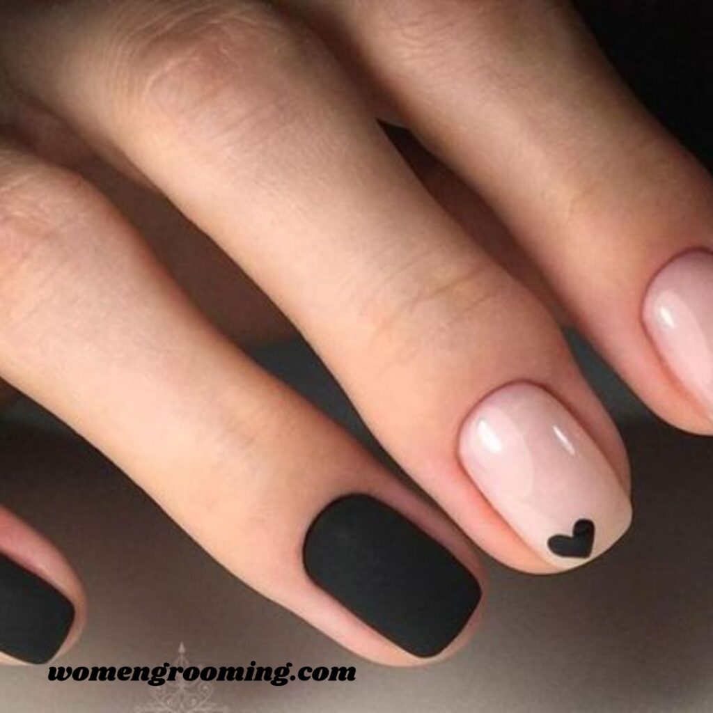 Blush Matte Heart Nails