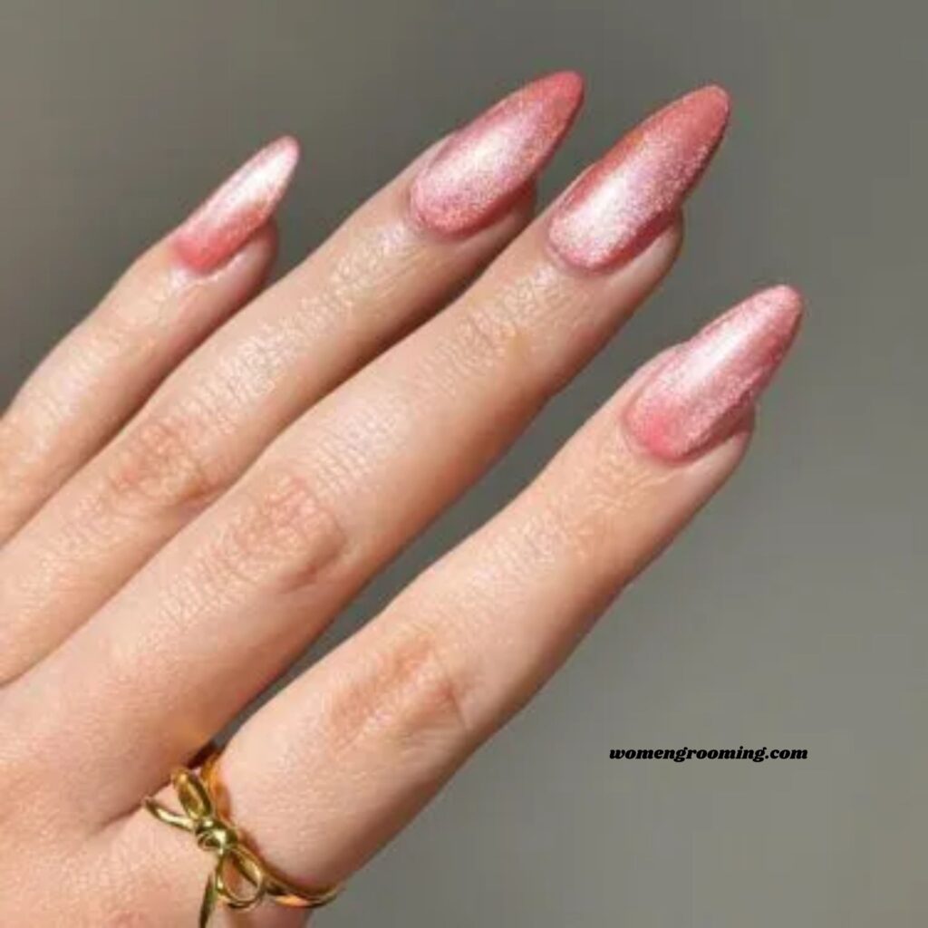 Blush Pink Cat Eye Nails