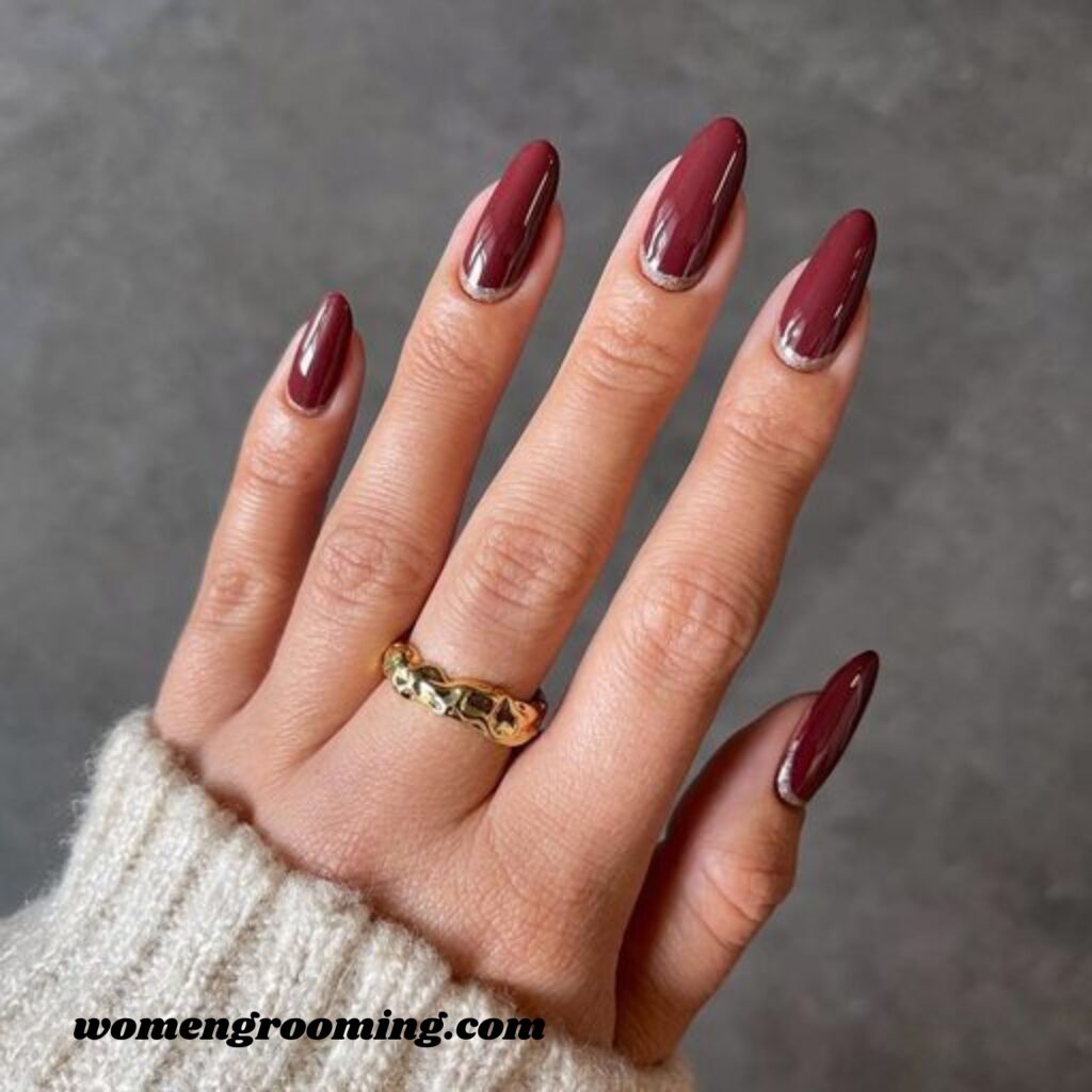 Burgundy Chrome Nails