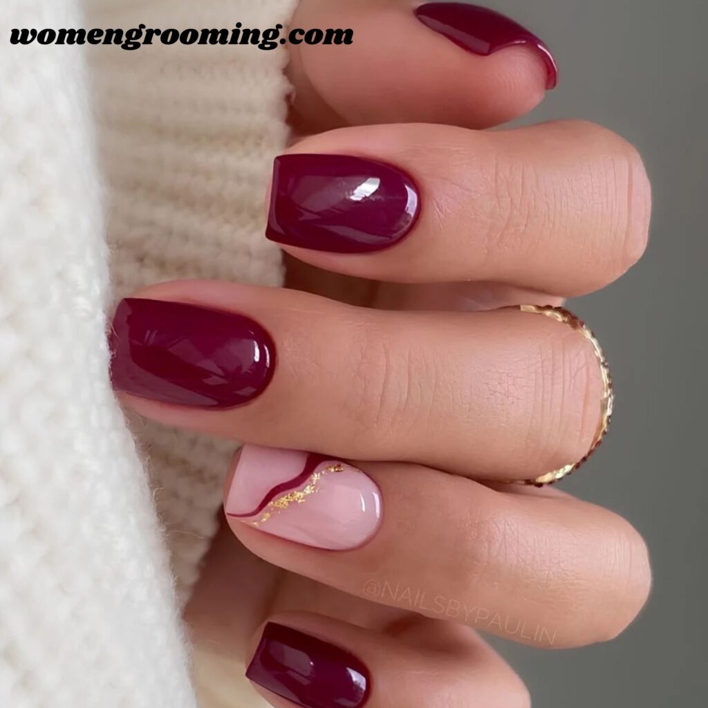 Burgundy Short Nails