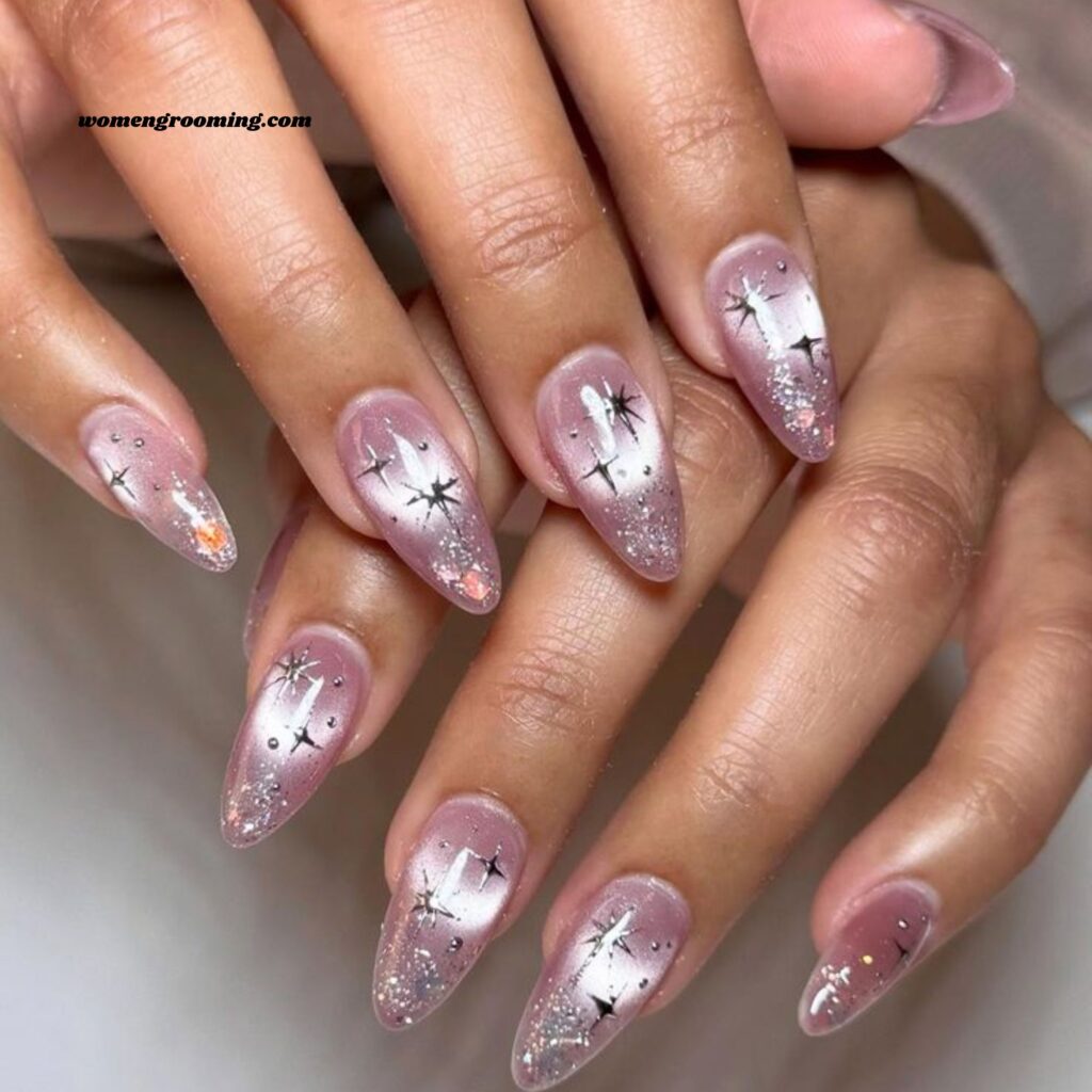 Cat Eye Glitter Nails