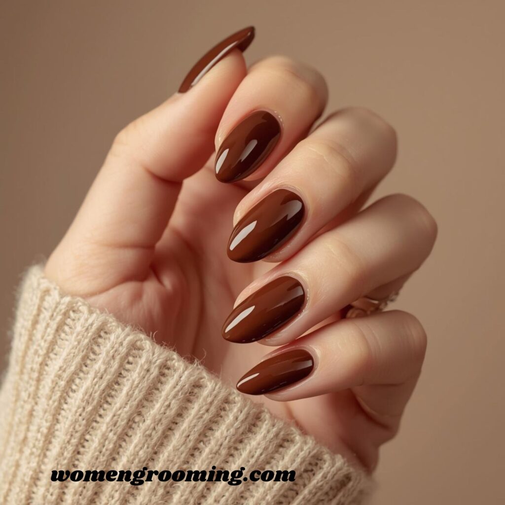 Chocolate Brown Almond Nails