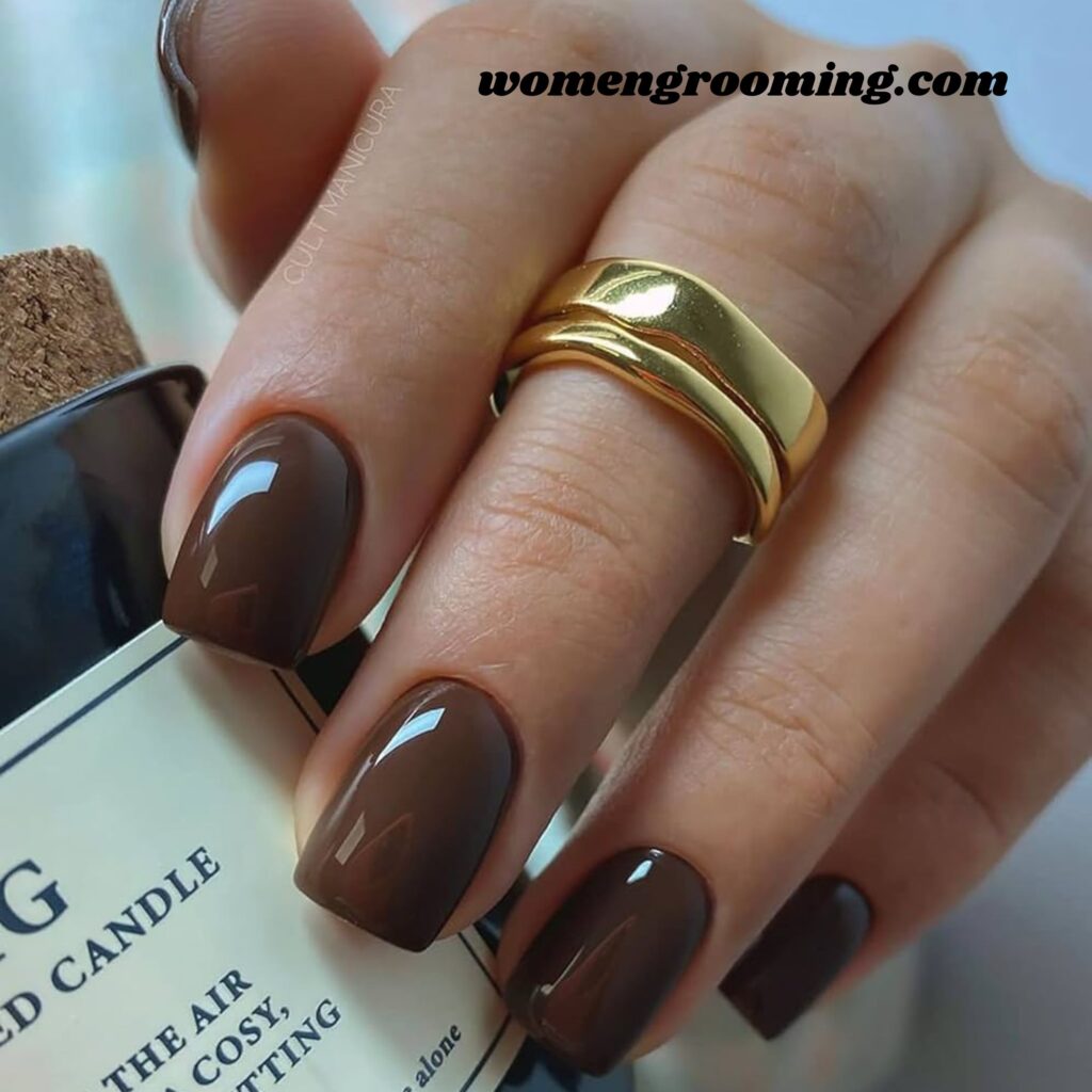 Chocolate Brown Short Nails