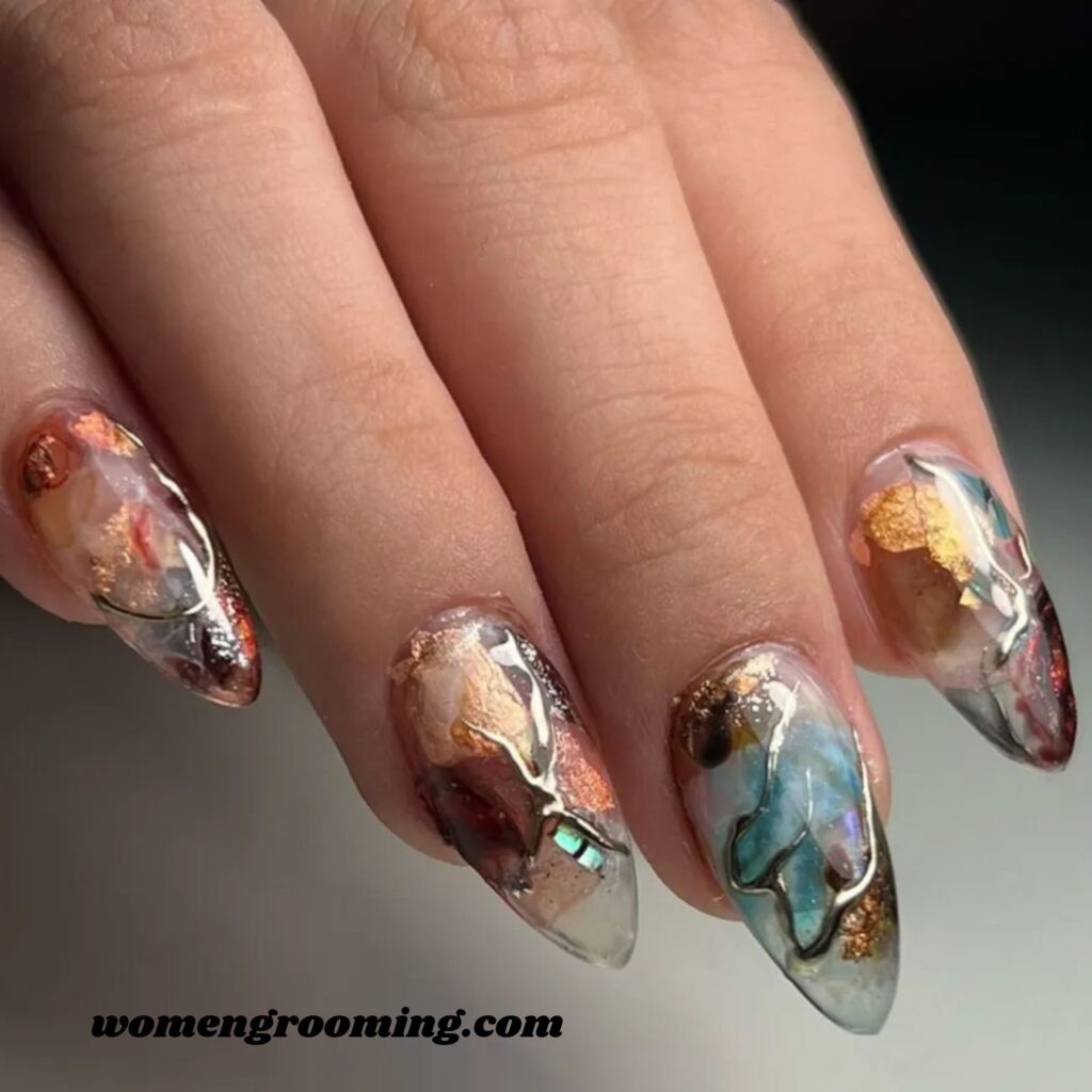 Chrome Marble Nails