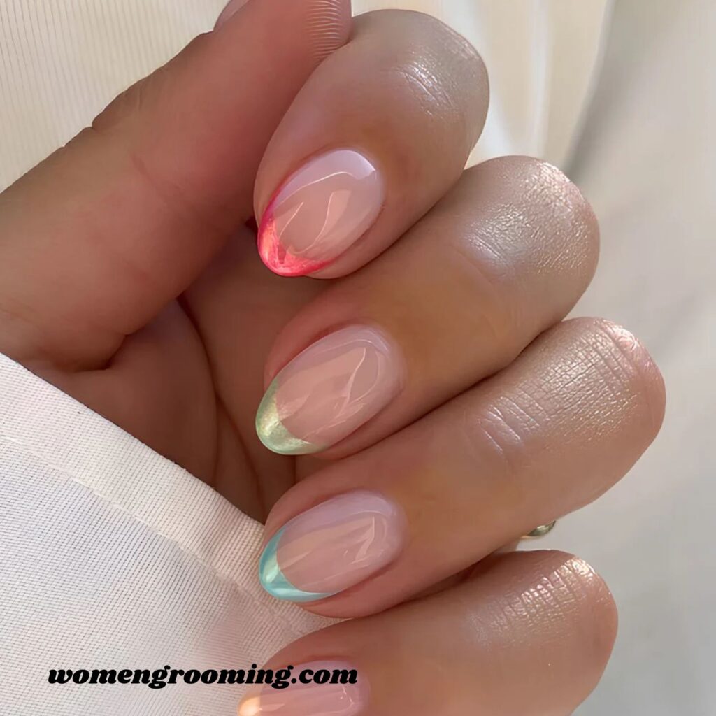Chrome Rainbow French Tips