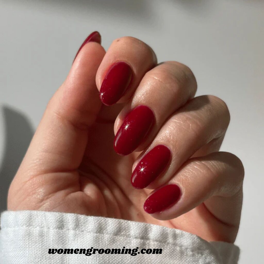 Classic Cherry Red Gloss Nails