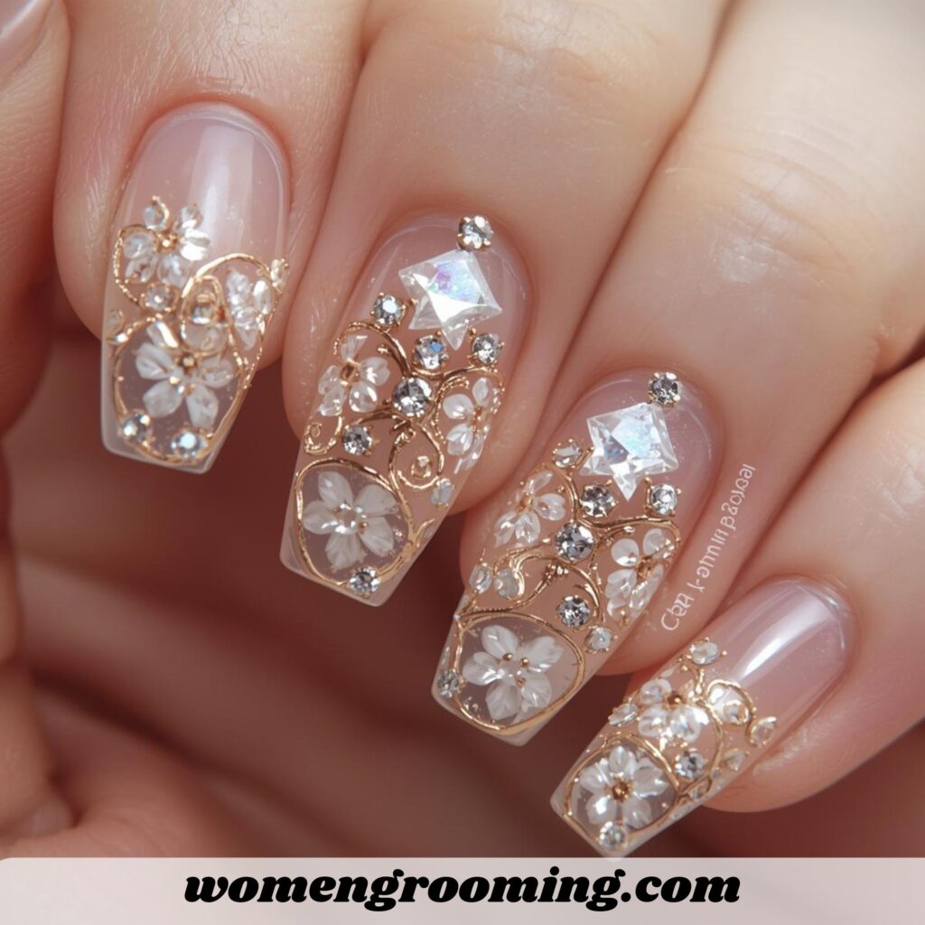 Clear Nails with Details