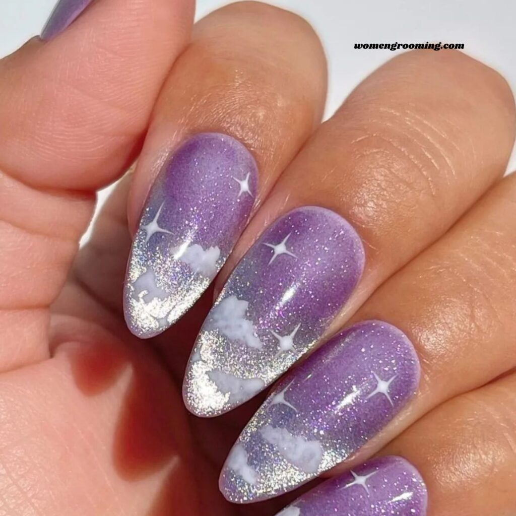 Cloudy Purple Nails
