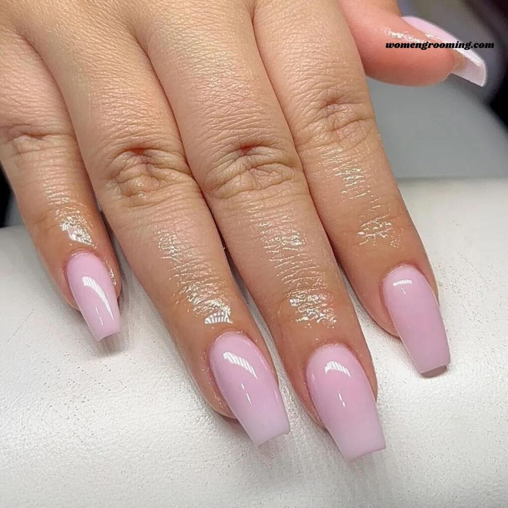 Coffin Soft Pink Nails